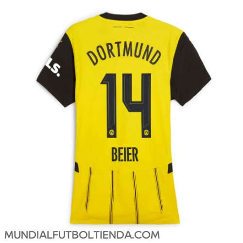 Camiseta Borussia Dortmund Maximilian Beier #14 Primera Equipación Replica 2024-25 para mujer mangas cortas